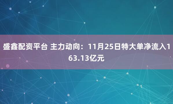 盛鑫配资平台 主力动向：11月25日特大单净流入163.13亿元
